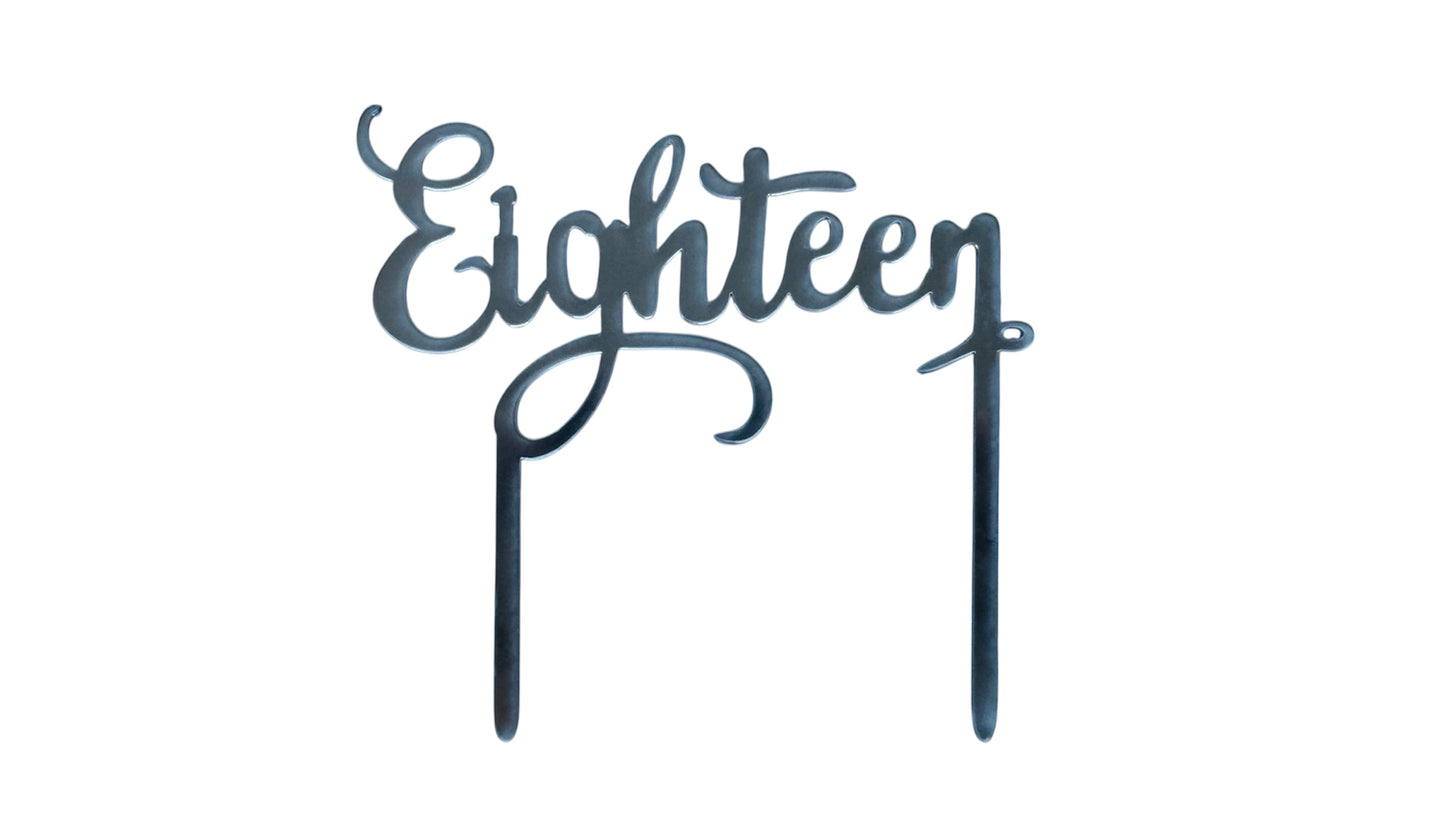 SILVER EIGHTEEN CAKE TOPPER