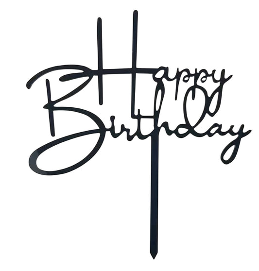 HAPPY BIRTHDAY BLACK CAKE TOPPER