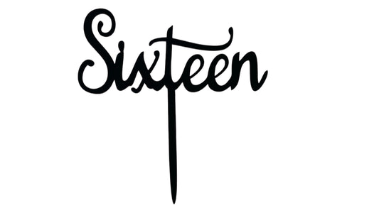 BLACK SIXTEEN CAKE TOPPER