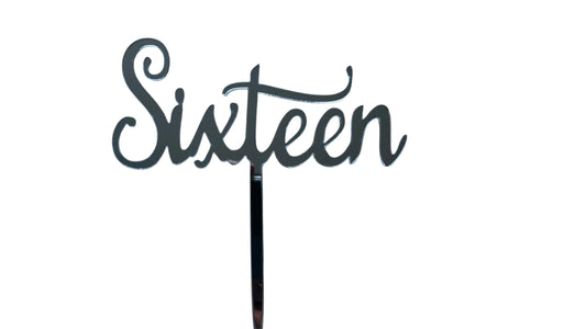 SILVER SIXTEEN CAKE TOPPER
